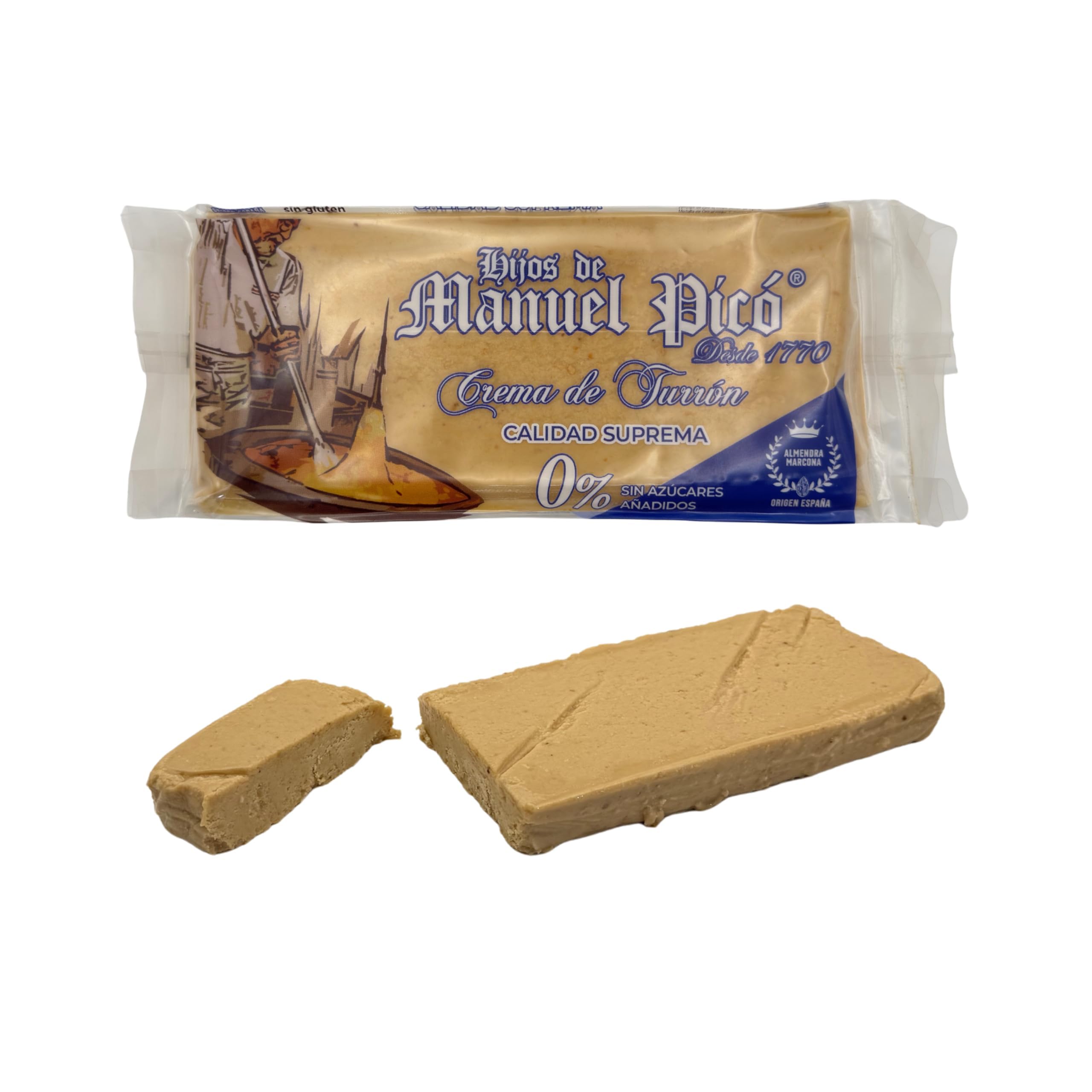 Hijos de Manuel Picó Turrón de crema sin Azúcar Añadido 300g Artesanal Fabricado en Jijona
