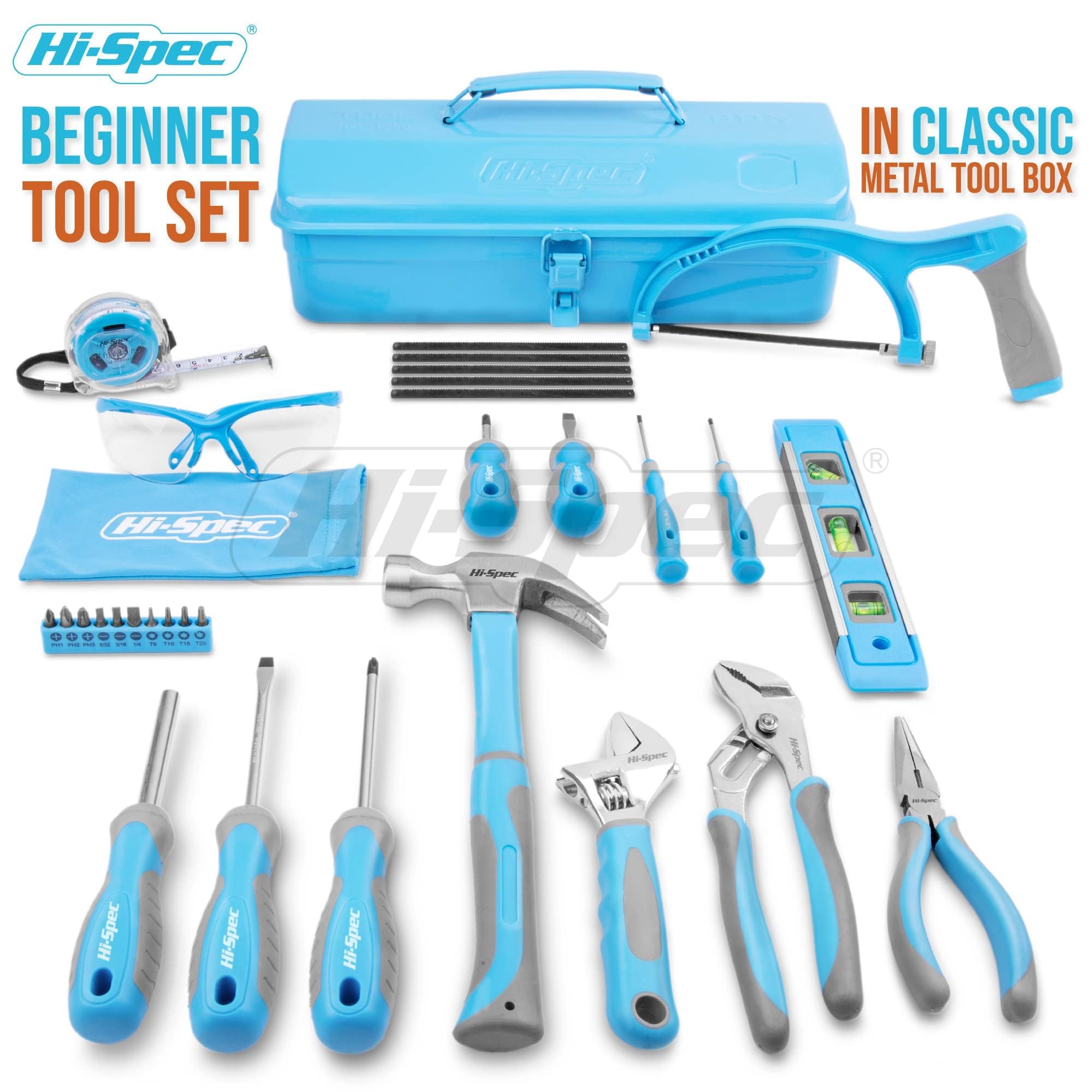 Hi-Spec Beginner Tool Kit with Metal Box, Complete Real Hand Tools for DIY Starters, 33 Piece - Image 2