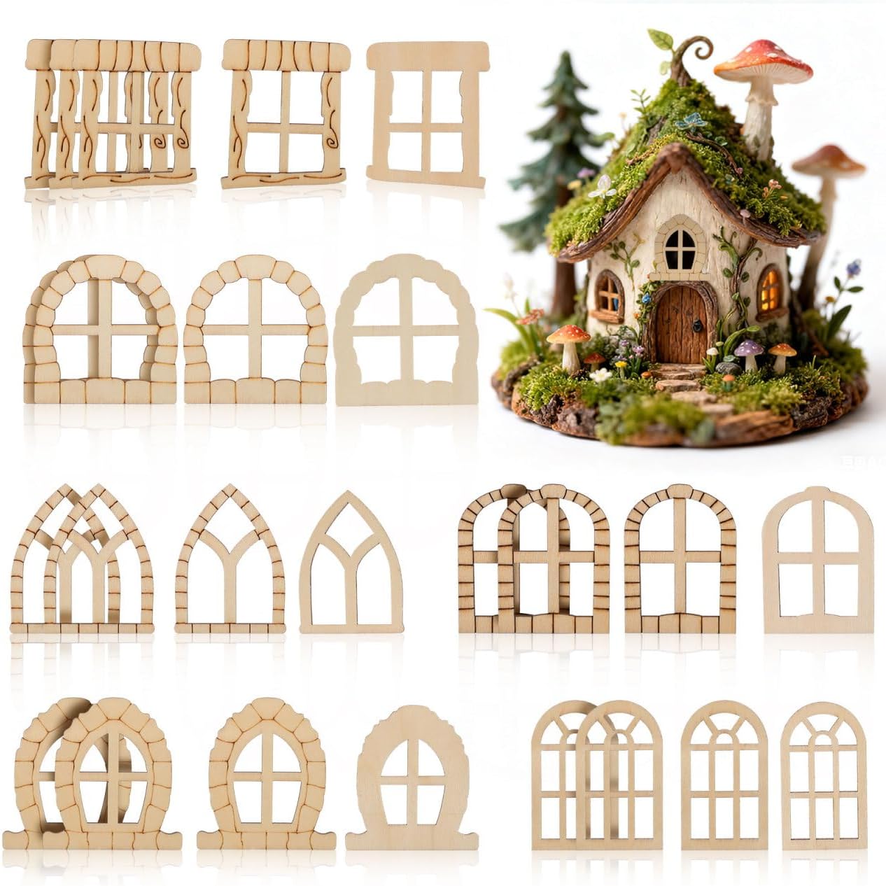 HEMOTON 25 Pcs Unfinished Wood Fairy Doors & Windows: Best DIY Miniature Garden Kit Review