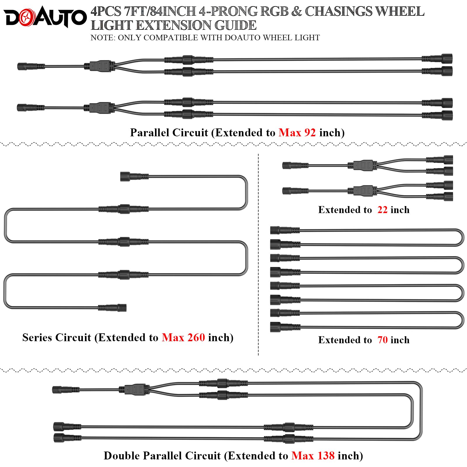 Amazon.co.jp: DOAUTO 7フィート/84 4プロング ソケット アンダー