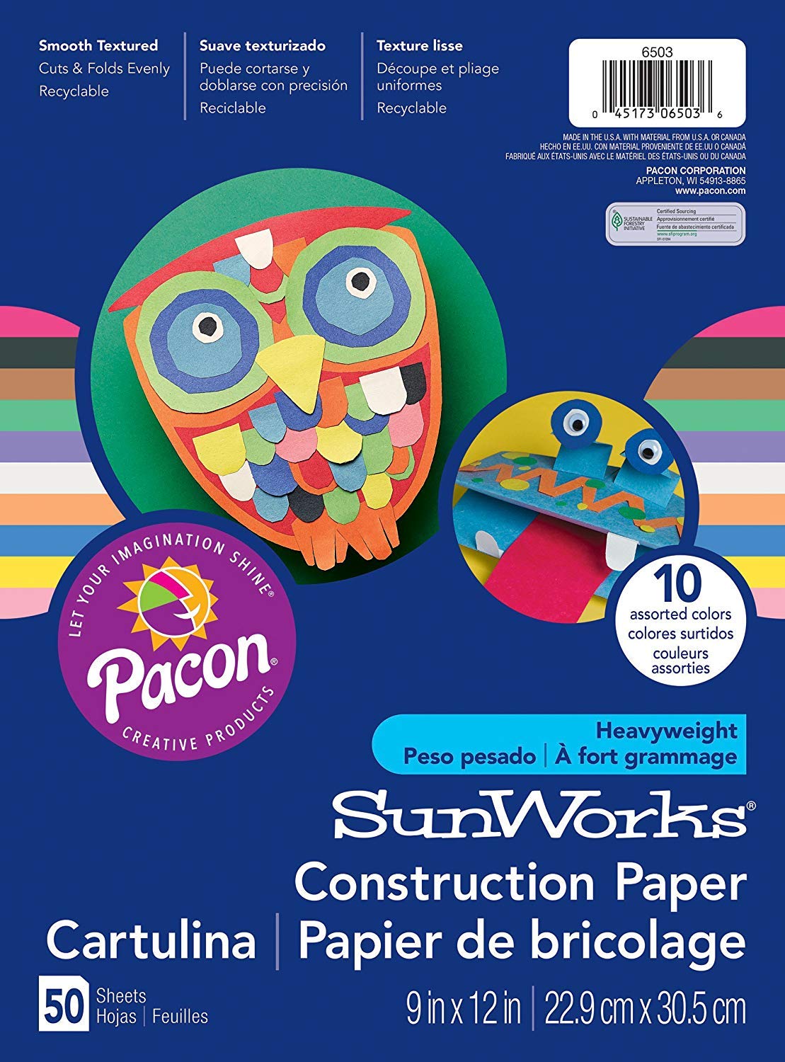SunWorks Construction Paper, PAC6503,10 Assorted Colors, 9