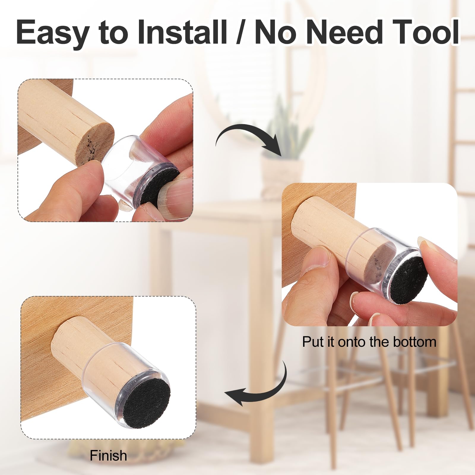 PATIKIL Chair Leg Floor Protector for Hardwood Floors 12 Pcs Round PVC Felt Fit 0.75" Furniture Leg Cap Furniture Feet Cover Furniture Feet Carpet Small Slider - Image 4