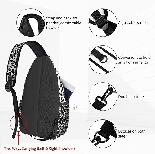 Miniatura 3 de Mochila cruzada para hombres y mujeres, bolsa de pecho, bolsa de hombro, una correa, mochila de viaje para senderismo, Leopardo de nieve, Mochilas