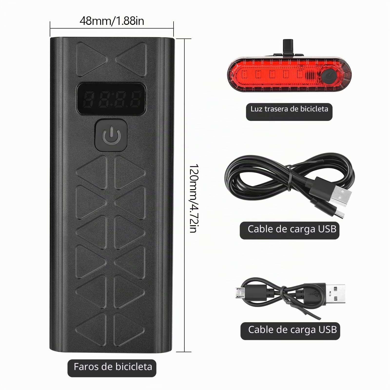 Luces para Bicicletas Led 8000 Lumen, 9600 MAh Luz Delantera Bicicleta USB Recargable, Impermeabile IXP6 Luz Trasera Bicicleta Aplicar para Bicicletas de Carretera y de Montaña