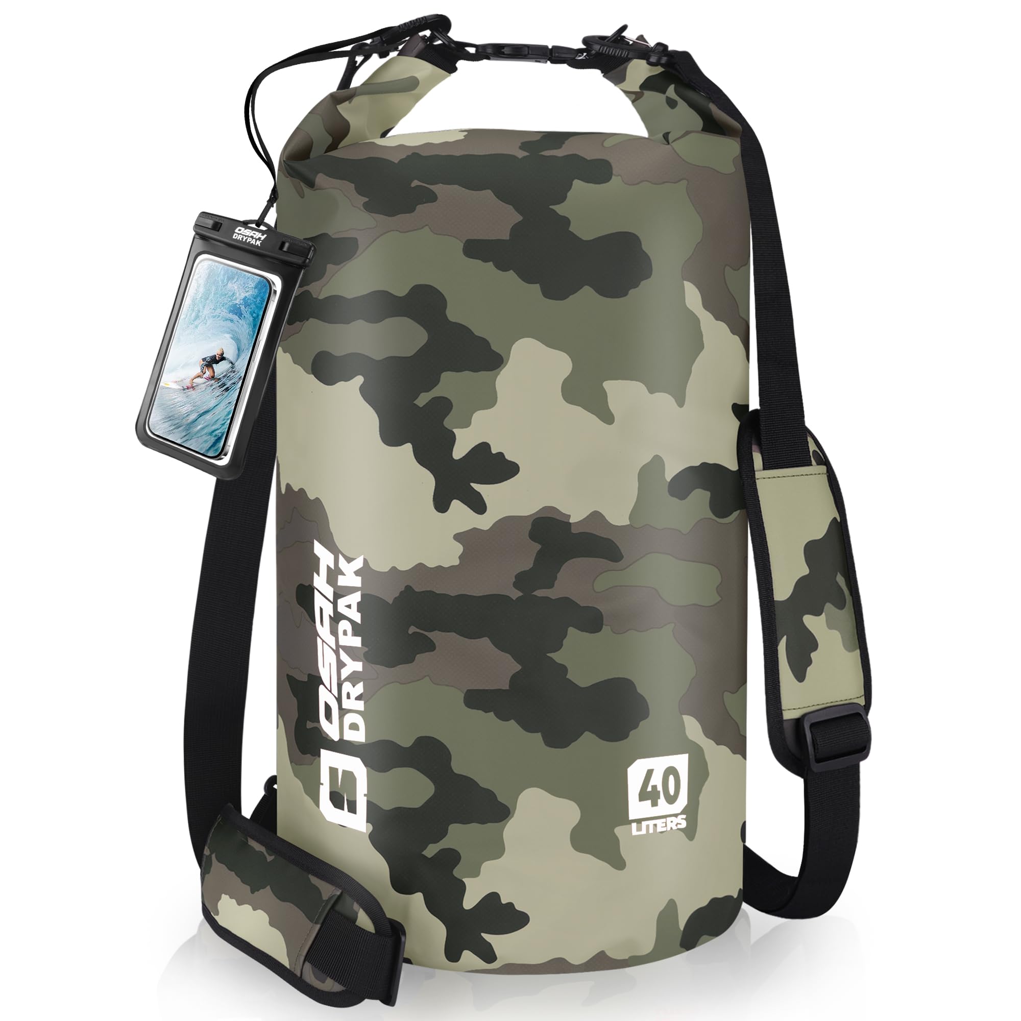 OSAH DRYPAK Dry Bag wasserdichte Tasche 5L/10L/20L/30L/40L Drybag Rucksack Wasserdicht Beutel mit Schultergurt und Wasserfester Handyhülle für Wassersport, Kajakfahren, Bootfahren, Camping