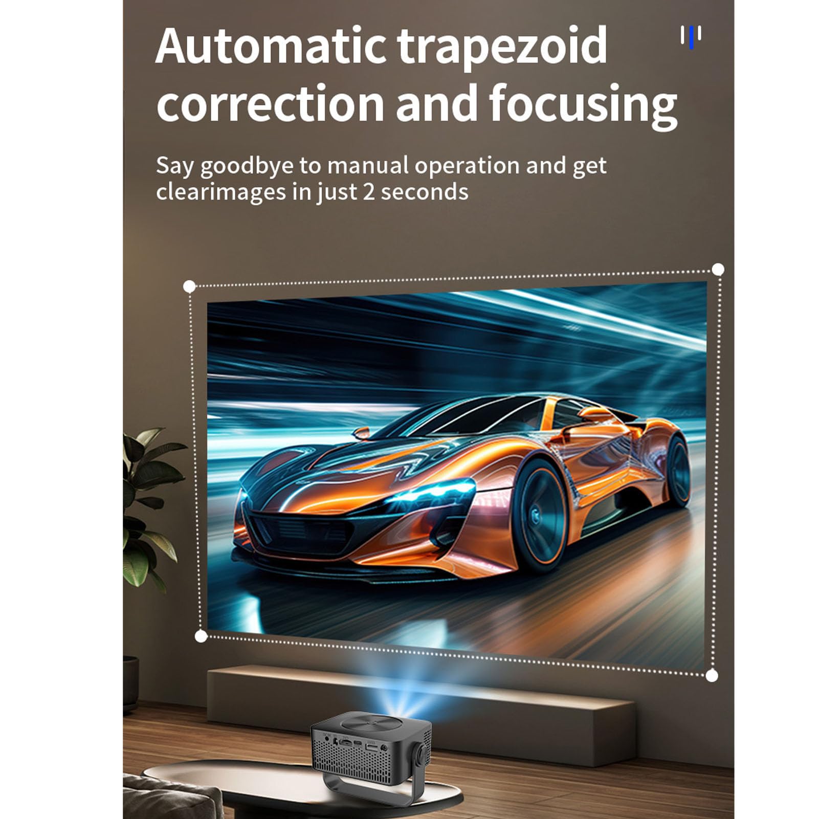 Annadue -Projektor mit Stand, 1080p Tragbarer Projektor mit 360 Grad Einstellbar, 150Ansi Auto Keystone Correction, Outdoor -LED -Filmprojektor für für Android (US-Stecker)