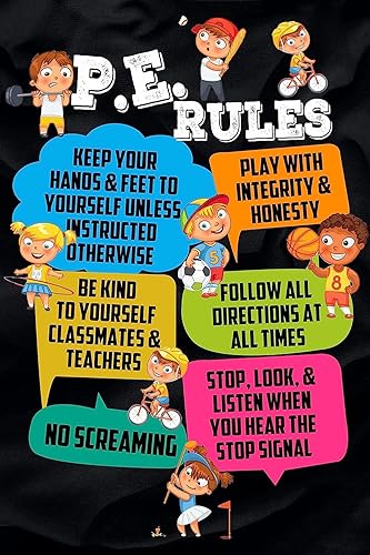 Póster de ejercicios de aula de PE Rules Calm Posters y Kids Workout Out for the Classroom. Póster deportivo para el aula para tu salón de clases