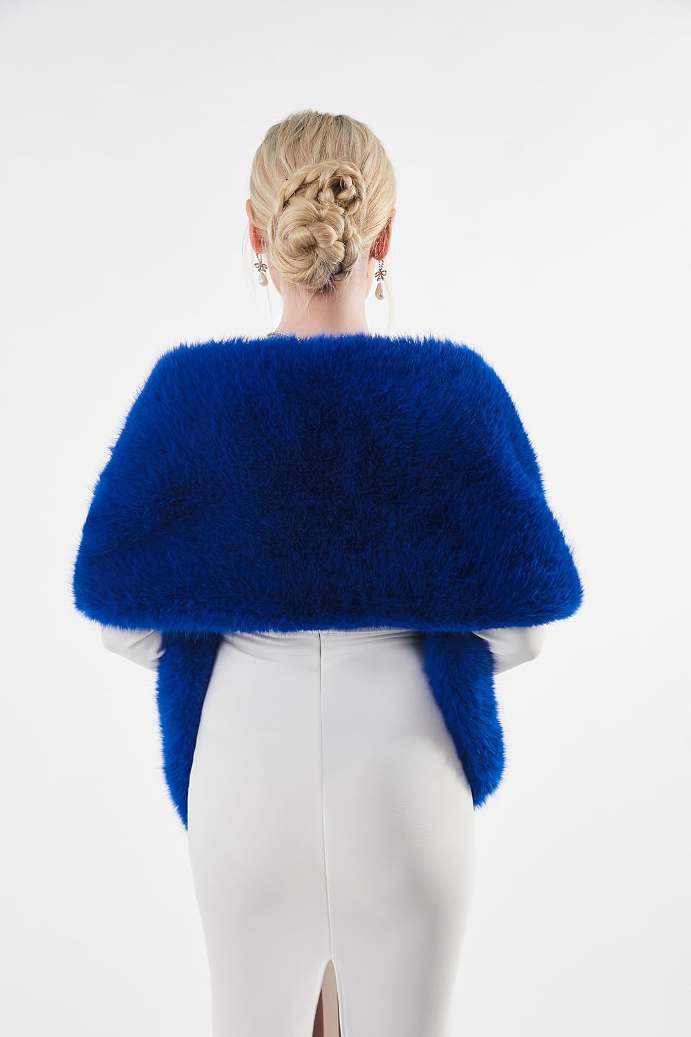 AMTFBY Women's Faux Fur Wrap Cross Shawl For Winter Evening Party Cape - Image 6