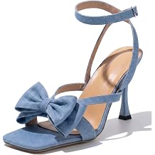 Womens High Heel Sandals Bow Open Toe Ankle Strap Stiletto Dress Shoes