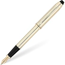 Cross Townsend Refillable Fountain Pen, Medium Nib, 10 Carat Gold Filled with 18 Carat Gold-Plated Appointments, Includes Luxury Gift Box