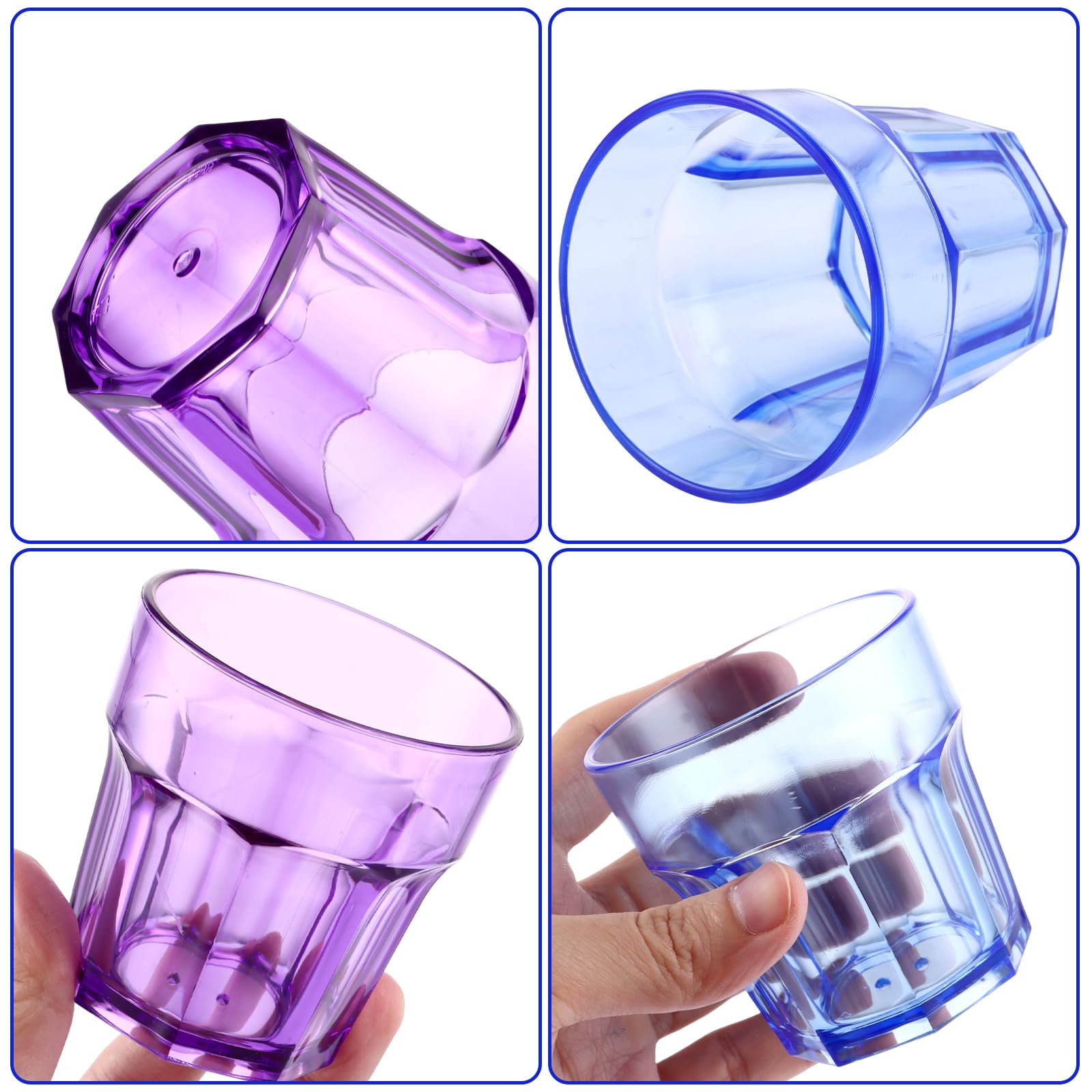 Set di 20 bicchieri da acqua, 260 ml, bicchieri da vino senza manico, riutilizzabili, in plastica, per feste, matrimoni, barbecue (5 colori)