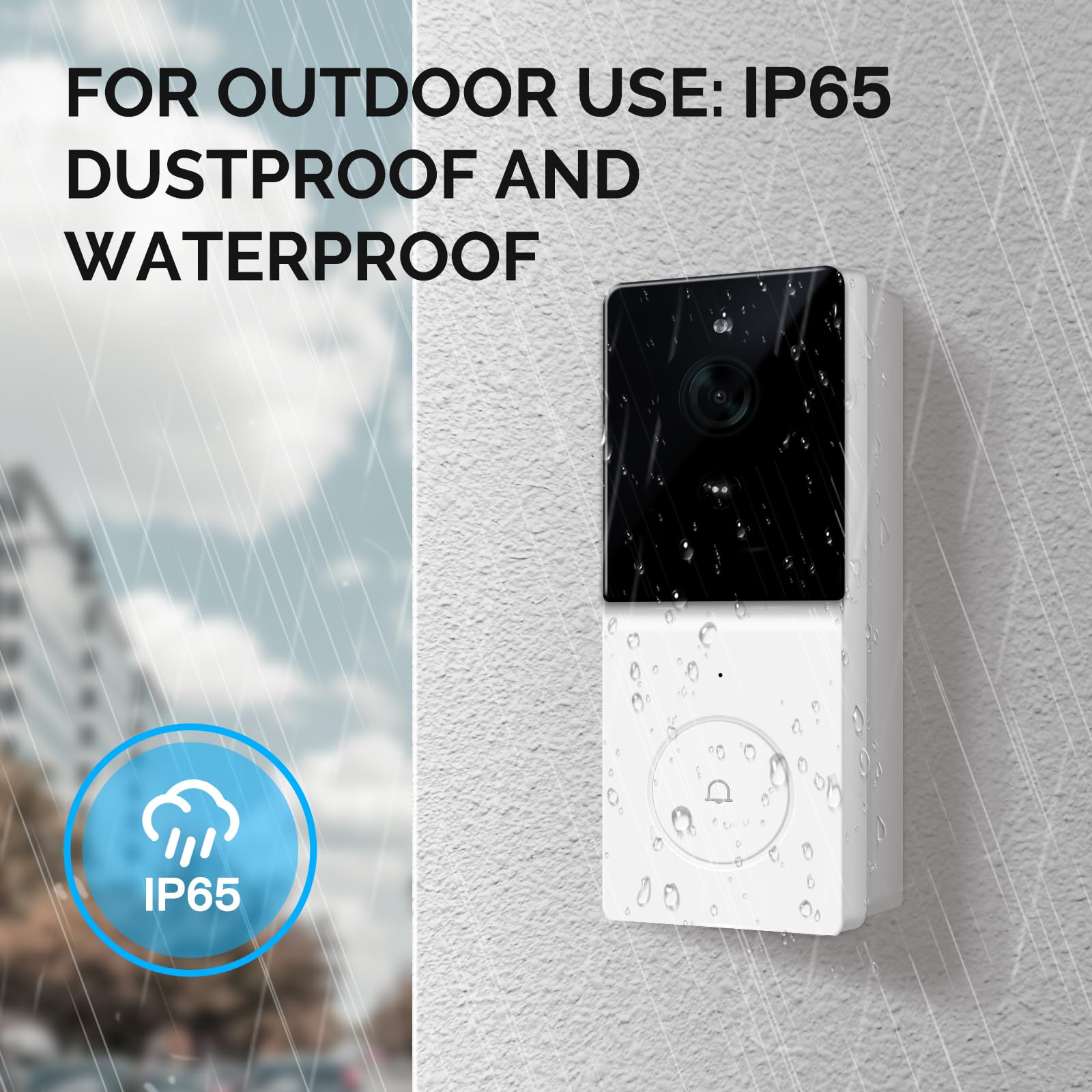 Videocitofono WiFi per interno/esterno, 1080p HD, avvisi di rilevamento del movimento, sicurezza domestica, WDB-TY-B20-EN, WiFi 2,4 GHz, impermeabile IP65, visione notturna, compatibile con
