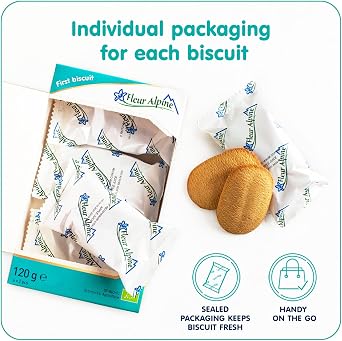Fleur Alpine Baby Biscuits With Apple Juice - 12x2 Yummy Organic Baby Snacks for Delicious Smooth Breakfast Porridge Or Daytime Snack | Easy Whole Grain Snack Biscuits with No Added Sugar | 6 Mths