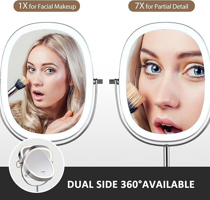 Espejo de maquillaje iluminado 9" con aumento 7X y 84 LED miniatura 5