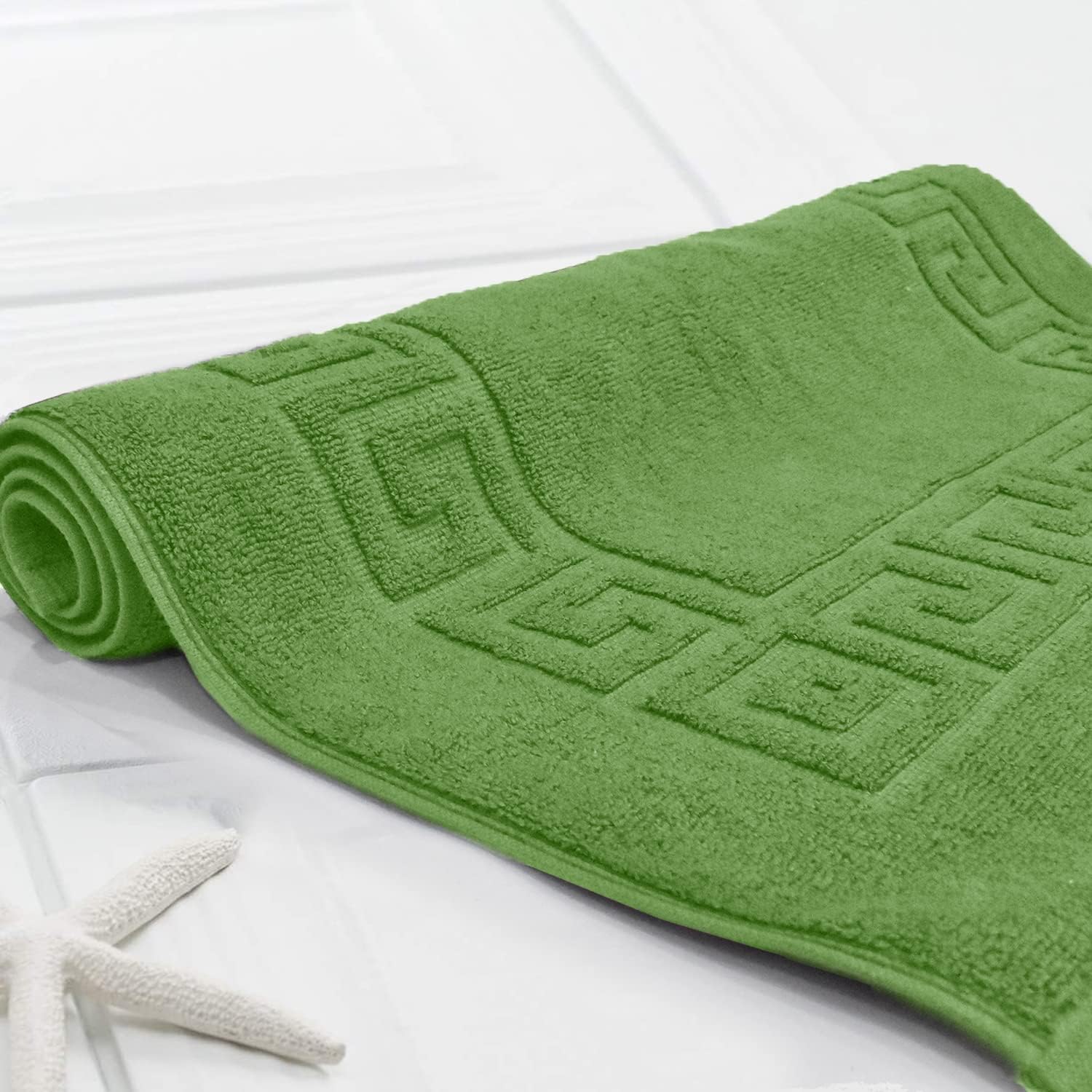DAN RIVER Greek Cotton Bath Mats Set of 2 – Not a Bathroom Rug, Ultra Soft, Highly Absorbent & Machine Washable Bath Mat Towel for Bathroom Floor Mat – Durable, Quick-Dry, 20x32 Inches, Sage Green