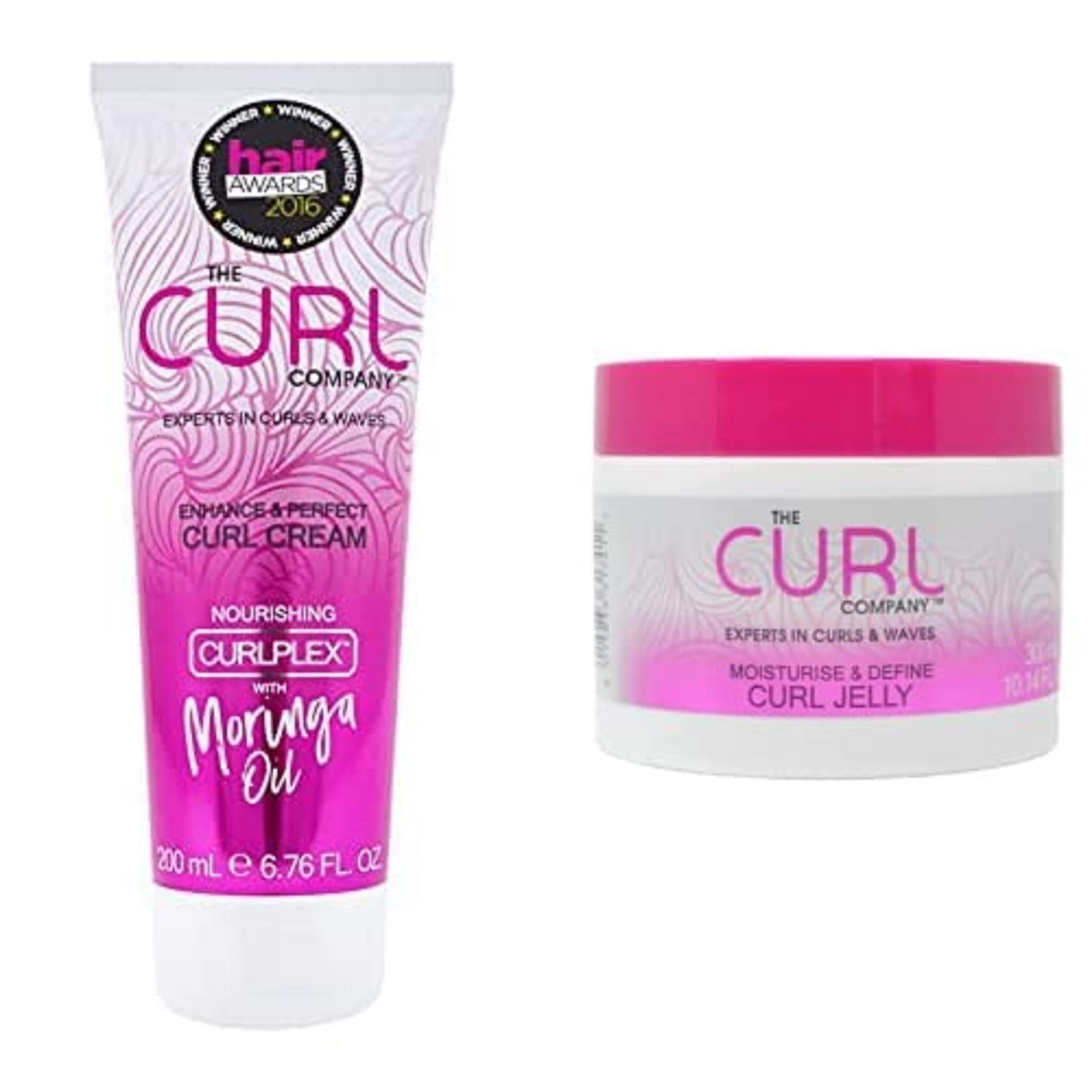 The Curl CompanyEnhance & Perfect Curl Cream (200ml) & Curl Jelly (300ml) Duo - Professionally Formulated with Nourishing Moringa Oil