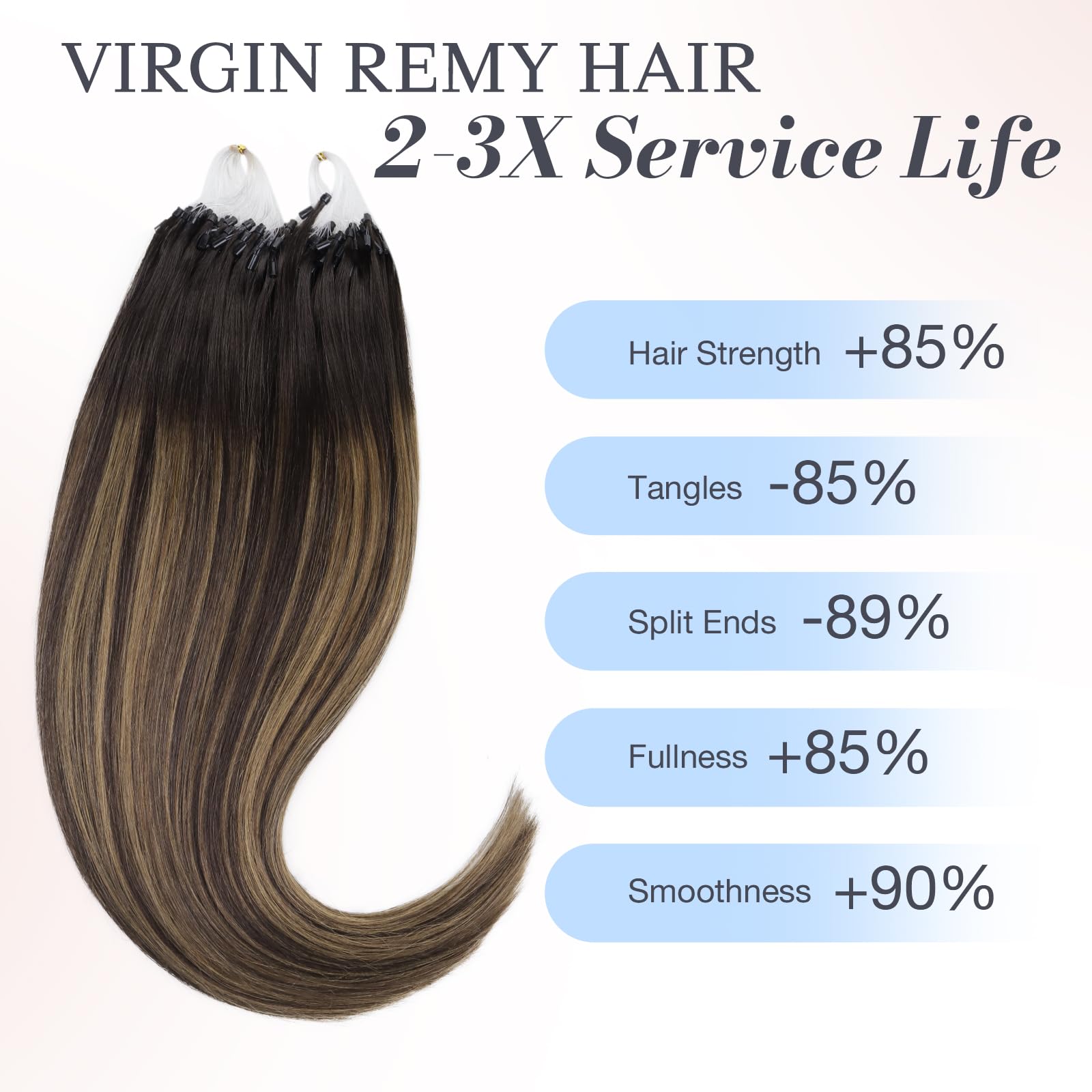 DOORES Micro Ring Hair Extensions, Dark Brown to Chestnut Brown 20 Inch 50g 50s - Image 4