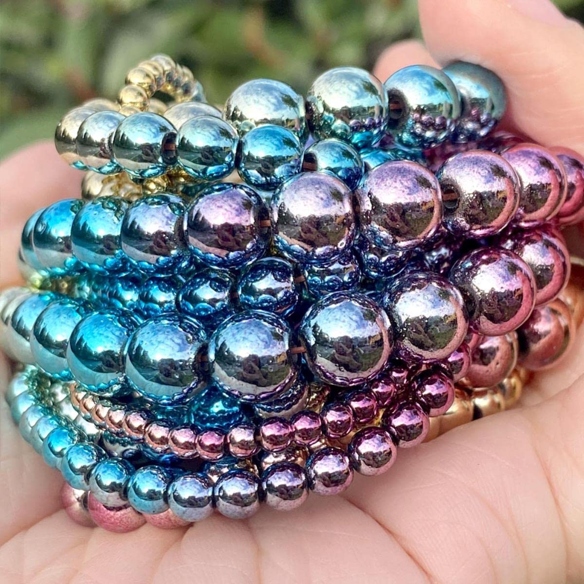 HZLXF1 Perle di Pietra vulcanica Blu Ematite di Lava Perline Rotonde Perline distanziali for la Fabbricazione dei Gioielli Fai da Te Bracciale 4/ 6/8 / 10mm (Item Diameter : 10mm 37pcs Beads