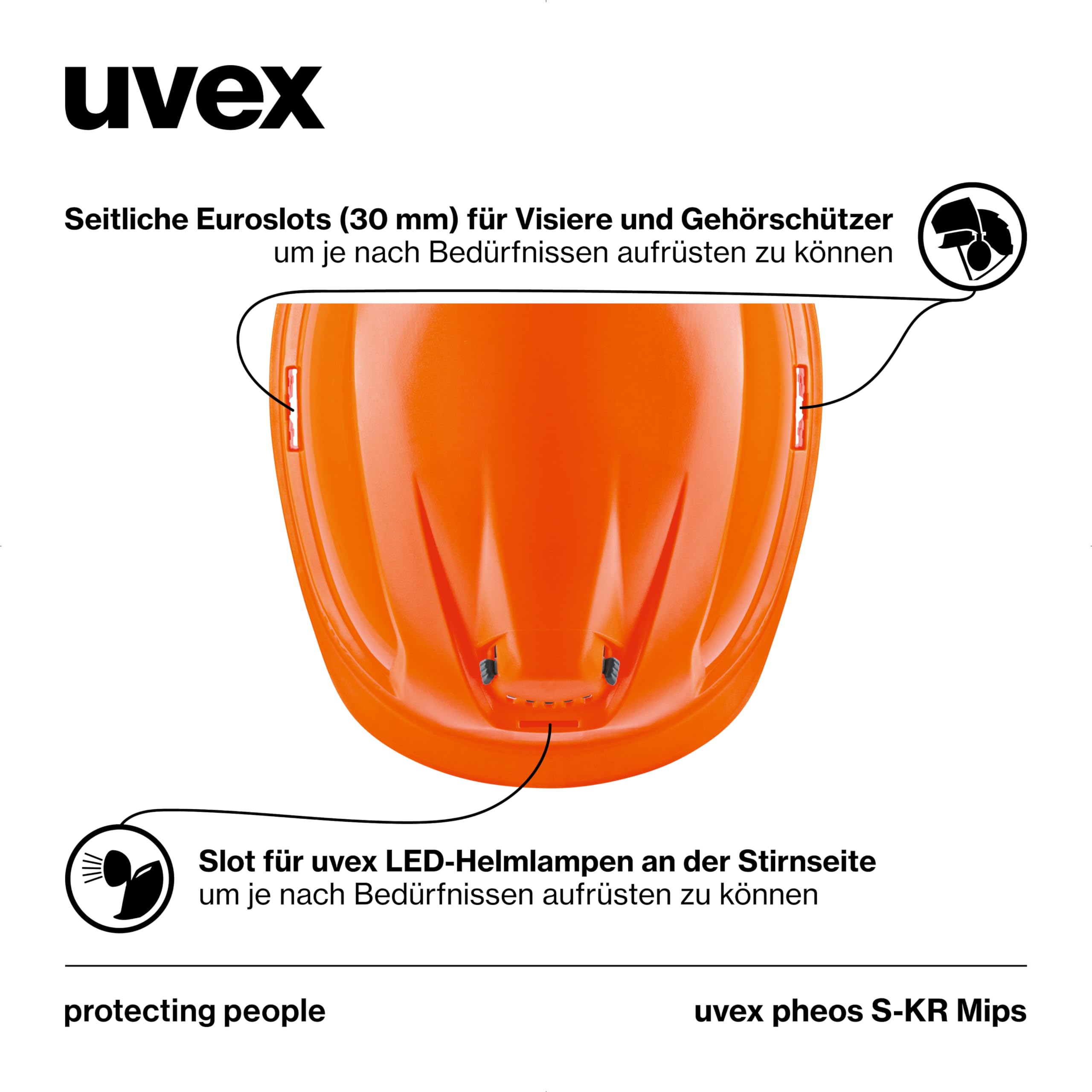 Casco Protector de Alta Visibilidad uvex pheos S-KR MIPS® Naranja, Talla única
