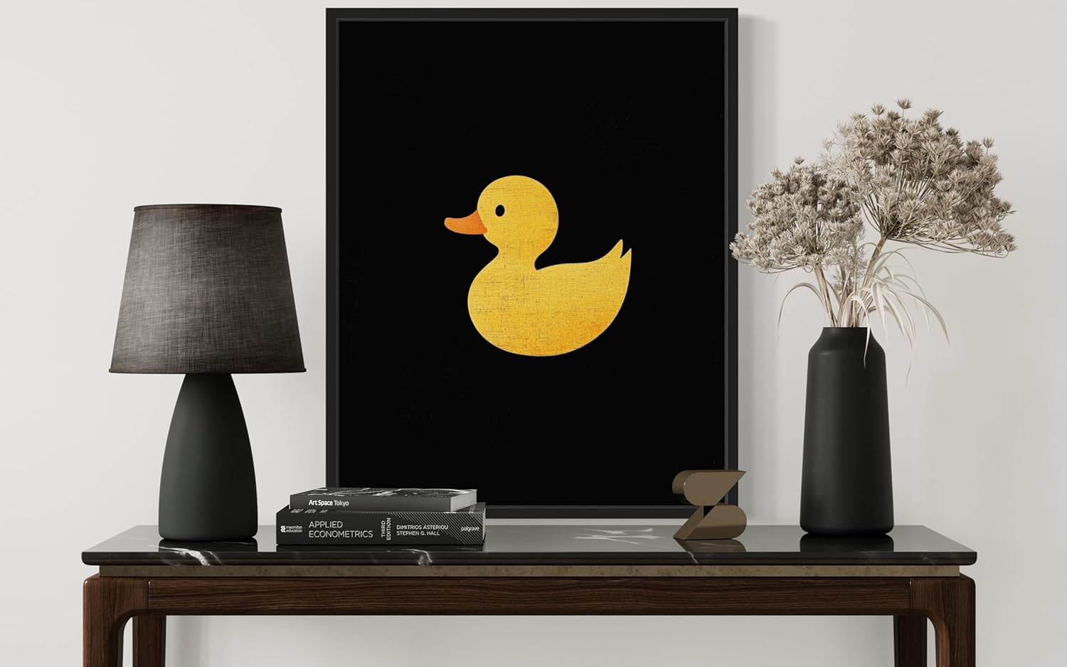 Yellow Duck Wall Art for Living Room, Animal Art Prints, Vintage Posters Home Decor, Oil Painting Picture, Bathroom Wall Decor Gifts for Friends or Family Decor 131 (Yellow Duck, 11 x 14 inches, Black Frame)