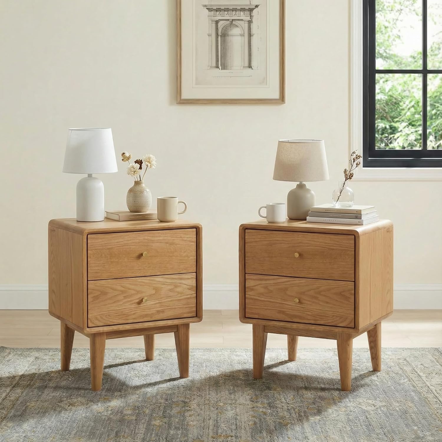 Solid Oak Nightstand Set