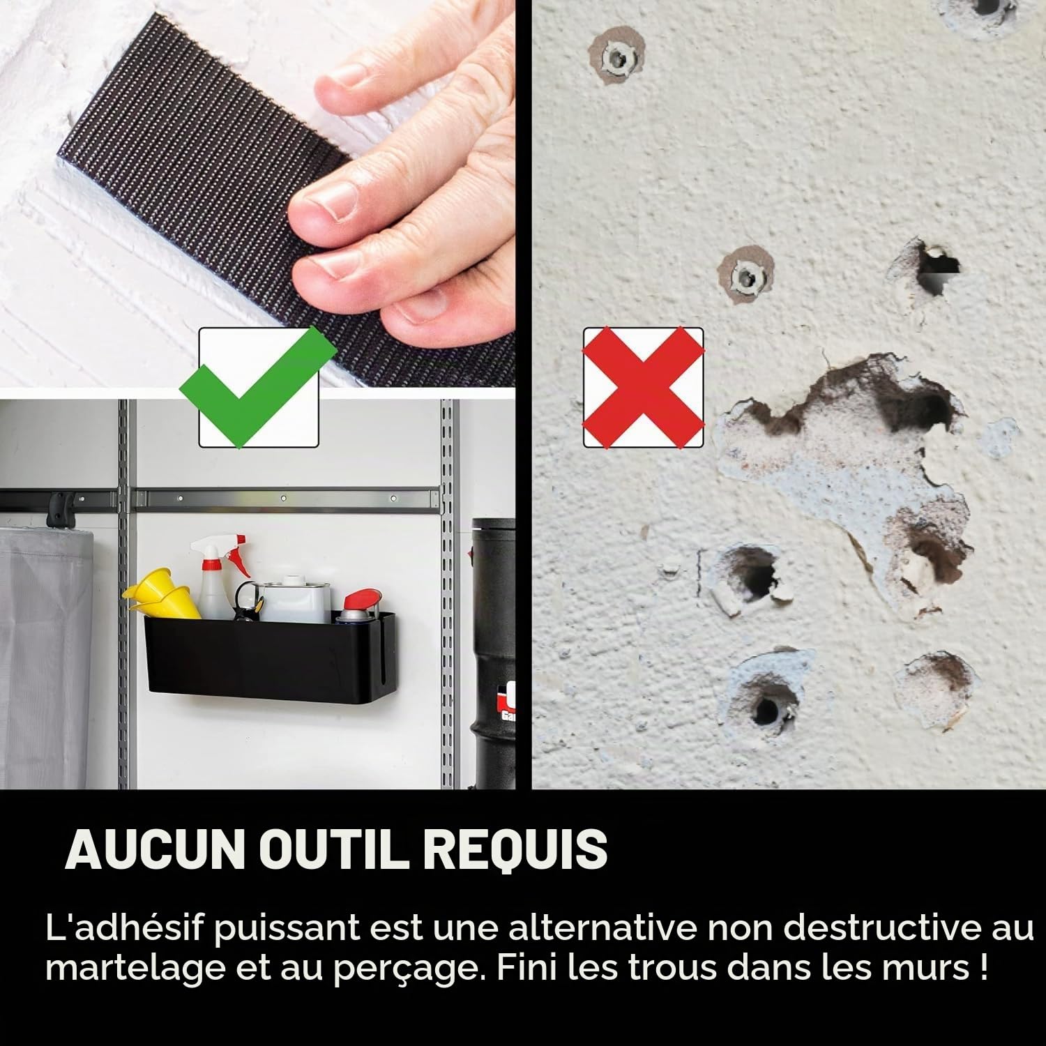 VELCRO Brand Bandes haute résistance, Blanc 50mm x 100mm, x15 | Bandes auto-agrippantes adhésives haute résistance, pour la maison et la décoration