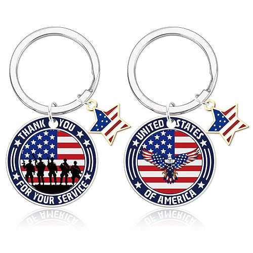 Veterans Day Keychain Gifts - USA Flag Black Key Chain