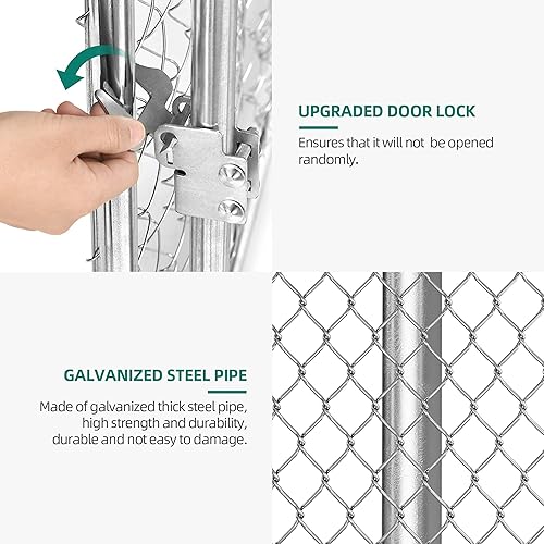 Miniatura 6 de YITAHOME Perrera grande para perros al aire libre de 7.6 x 7.6 x 6.6 pies, corral grande para perros con cubierta de techo impermeable resistente a