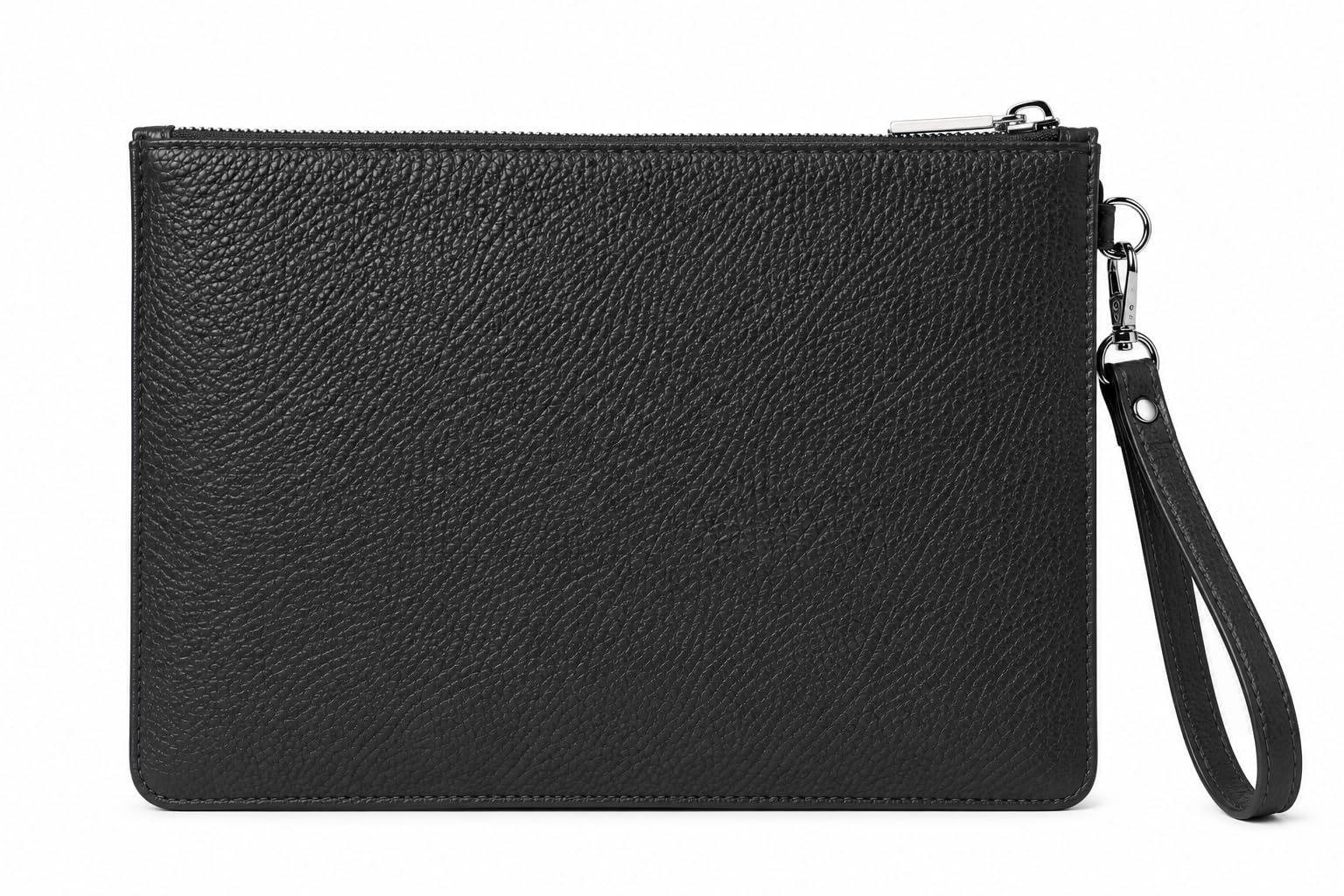 Pochette Uomo in Vera Pelle Made in Italy – Clutch Porta Documenti Slim 27 x 20 x 0,4 cm con Laccio Laterale e Zip in Metallo – Elegante Custodia Business