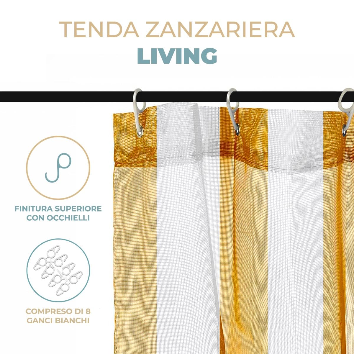 PARAMAISON Tenda Zanzariera, Retinata Antimosche Antizanzara Waterproof, Occhiellata con Gancetti | Pannello 150x250cm Bianco