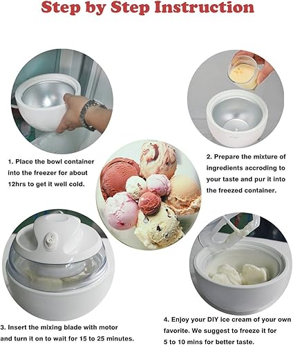 Miniatura 4 de Home Mini máquina automática para hacer helados, yogur congelado y sorbete para hacer postres para diversión de bricolaje, personaliza tu propio