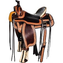 Dark Oil Brown Black Western Horse Saddle Premium Tooled Leather Ranch Trail Riding Saddle