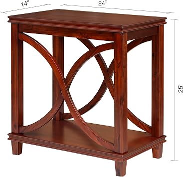 eHemco Solid Wood Rectangle Decorative Console Table, 2-Tier Side Table with X-Design Design, Cherry