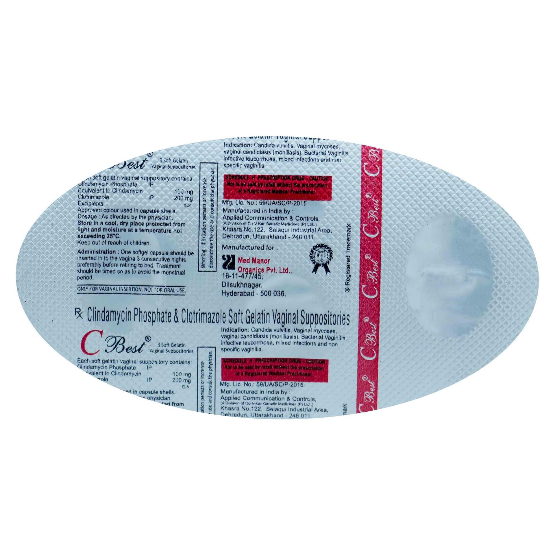 C Best - Strip of 3 Vaginal Suppositories