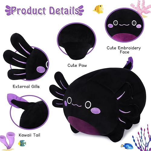 Miniatura 3 de Peluche de ajolotl de 16 pulgadas, linda almohada de peluche de ajolote, muñeca de ajolote Kawaii, regalo de cumpleaños para niños, decoración de