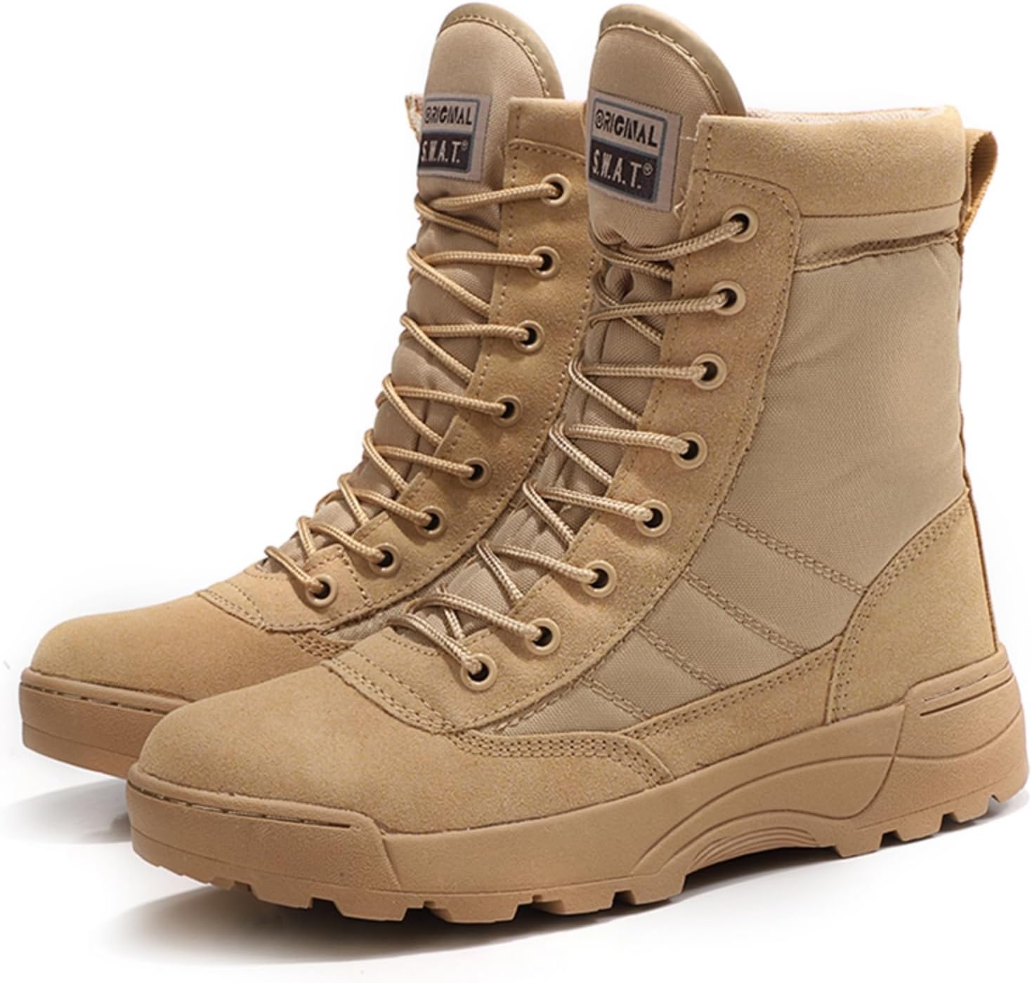 Men's High Top Anti-Collision Toe Military Tactical Boots with Side Zipper Non Slip Climb Mountains Cross Country Backpacking Jungle Desert Combat Boots
