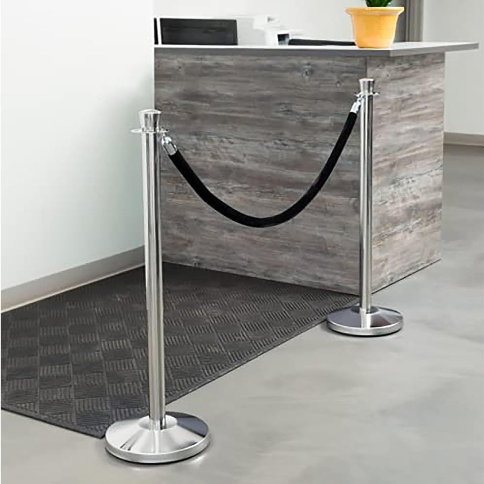 Kit de contrôle des foules du Velvet - 4 Boucles Noires avec Corde de 3,65 m - Convient aux événements, aux fêtes et au Commerce de détail - Une Solution de File d'attente sûre et Pratique.