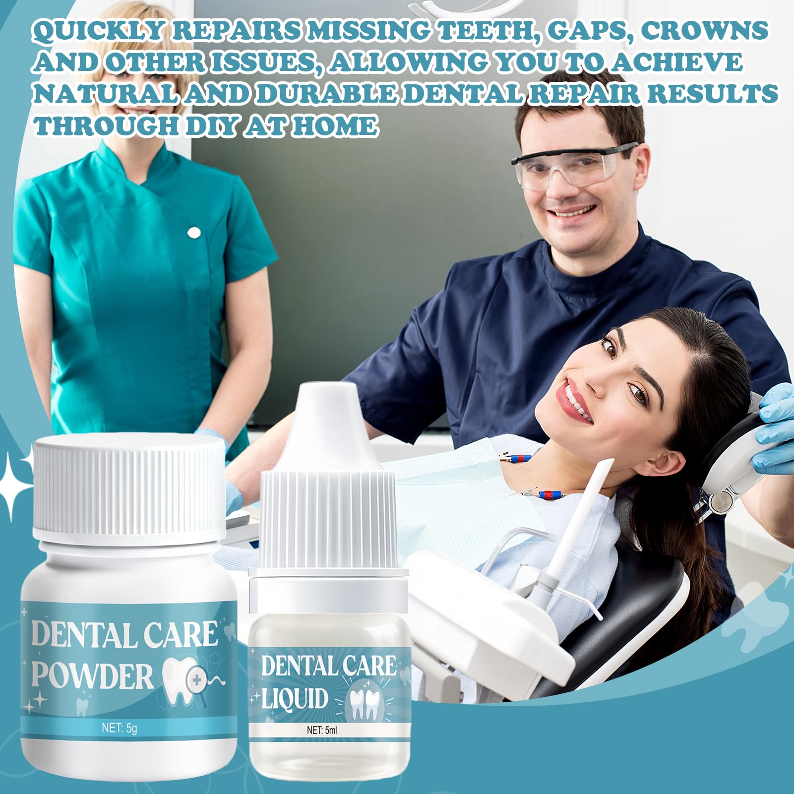 Pegamento Dental Cemento Kit de Fijación para Corona Puente Rellenar Caries