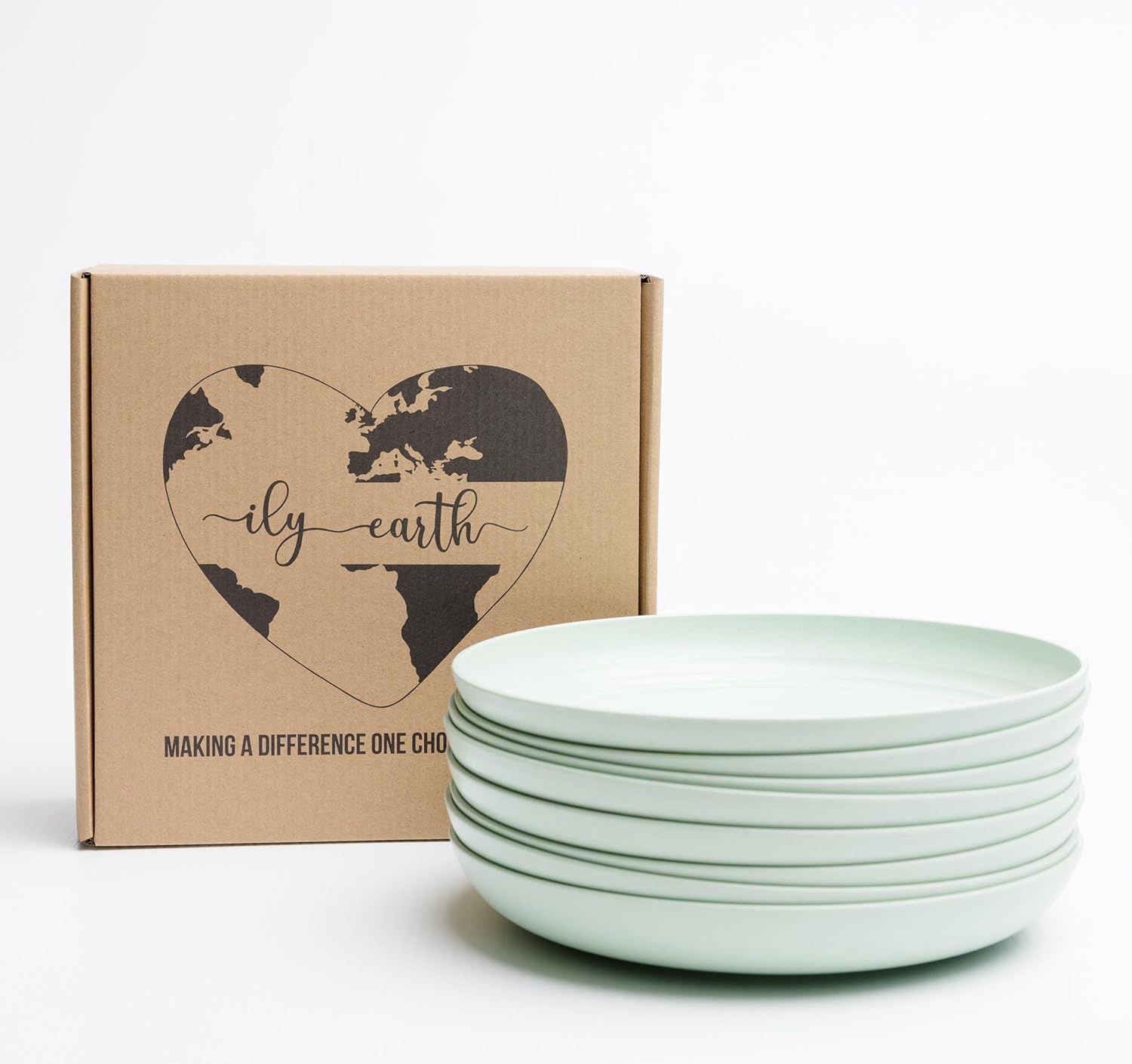 Wheat Straw Plates 8Piece Green Plates Set