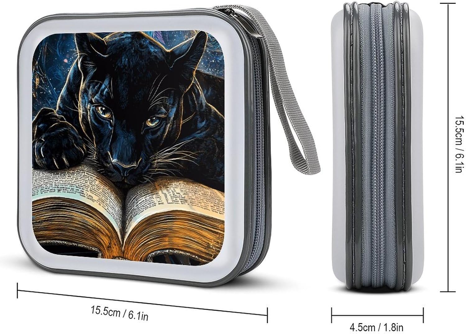 Panthers Lying Protective CD Case Storage Rack 40 Capacity DVD Holder Organizer Car Travel