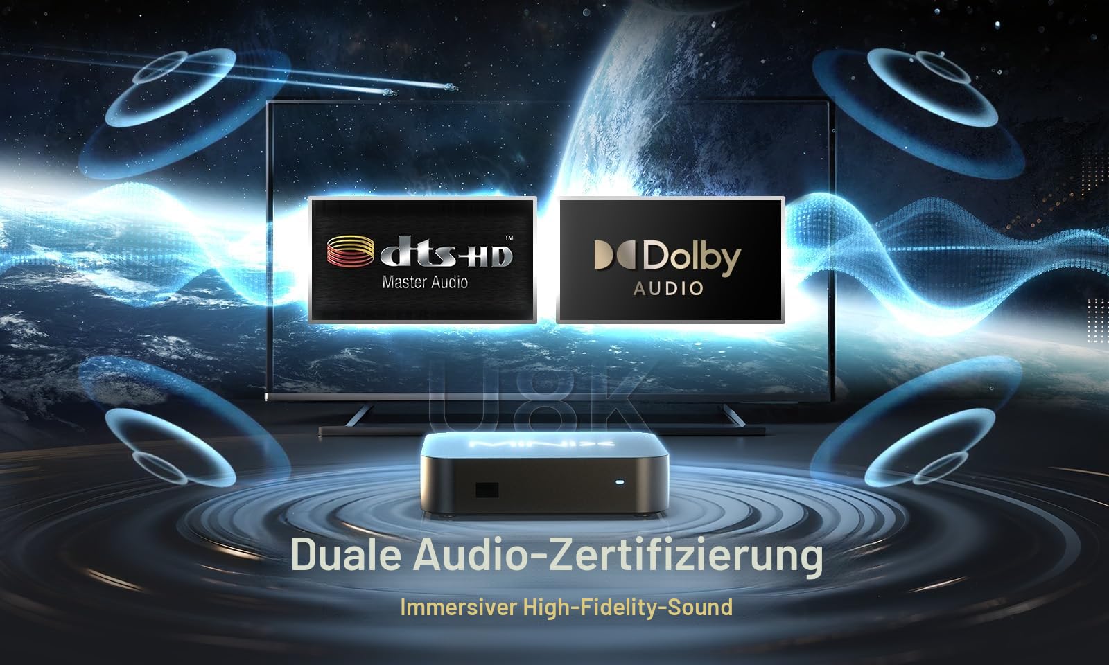 MINIX U8K-Ultra 8K Android Media Player with AI Picture Quality Enhancer & AI Resolution Upscaling 8GB RAM 128GB eMMC, Powered by AOSP 11, Non-Android TV System Dolby Vision and Dolby Atmos Certified