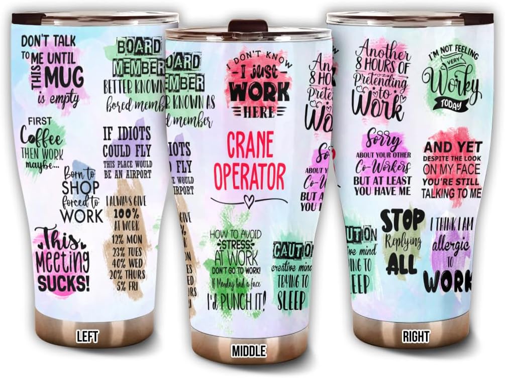 Thank You Crane Operator Tumbler Stainless Steel 30oz, Coworkers Appreciation Gifts for Women Men, Funny Office Work Employees Staffs Driking Coffee Cup For Birthday Christmas
