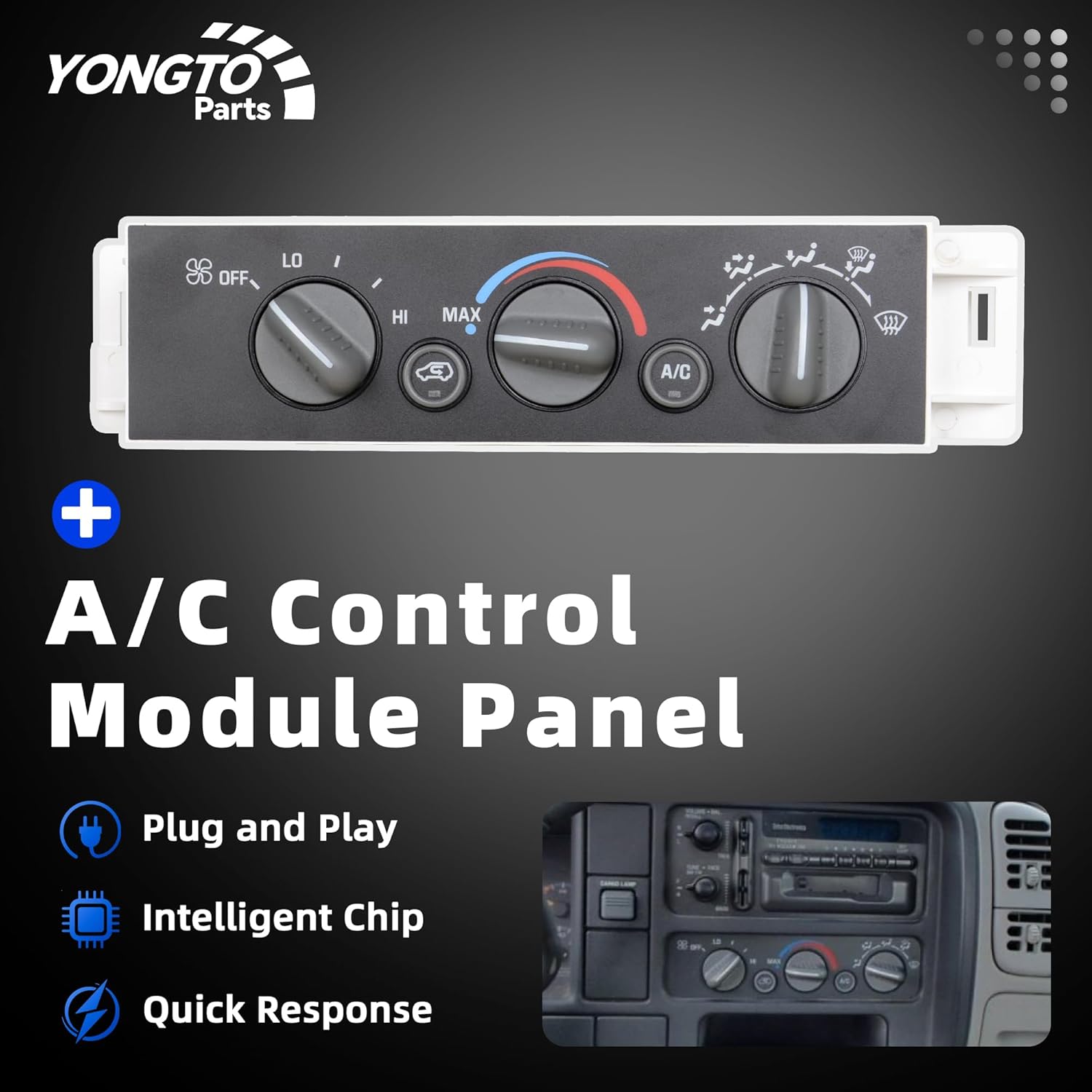Climate Control Module 599-007 A/C Control Panel Compatible with Chevy GMC C1500 C2500 C3500 K1500 K2500 K3500 Suburban Tahoe Yukon 1996-2000, Escalade Replace OE 9378815 16238895