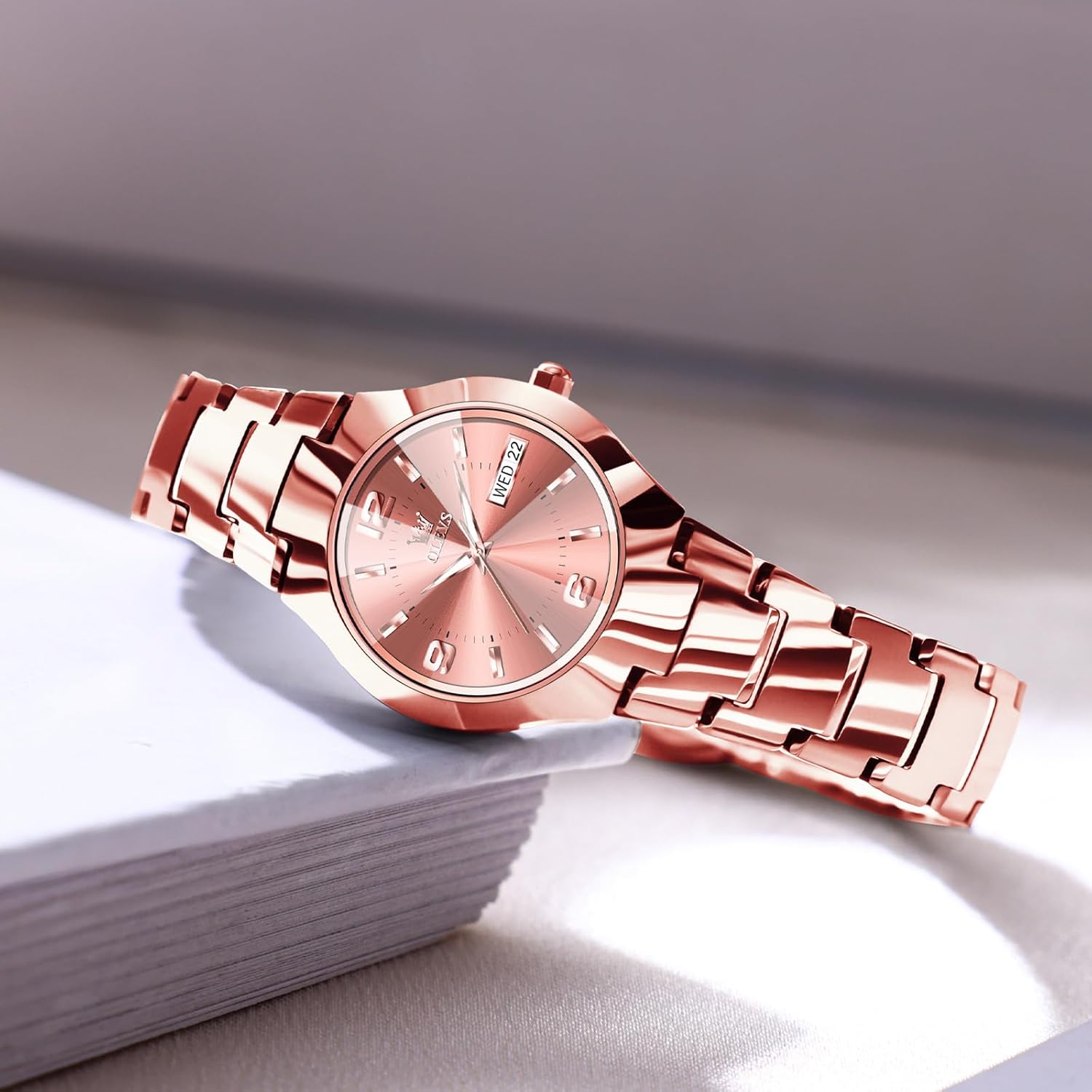 OLEVS Watch Women Luxury Dainty Vintage Square/Round Small Watches for Women Waterproof Stainless Steel Analog Women's Watches with Day Date Fashion Dress Easy Read Female Watch Reloj para Mujer - Image 3