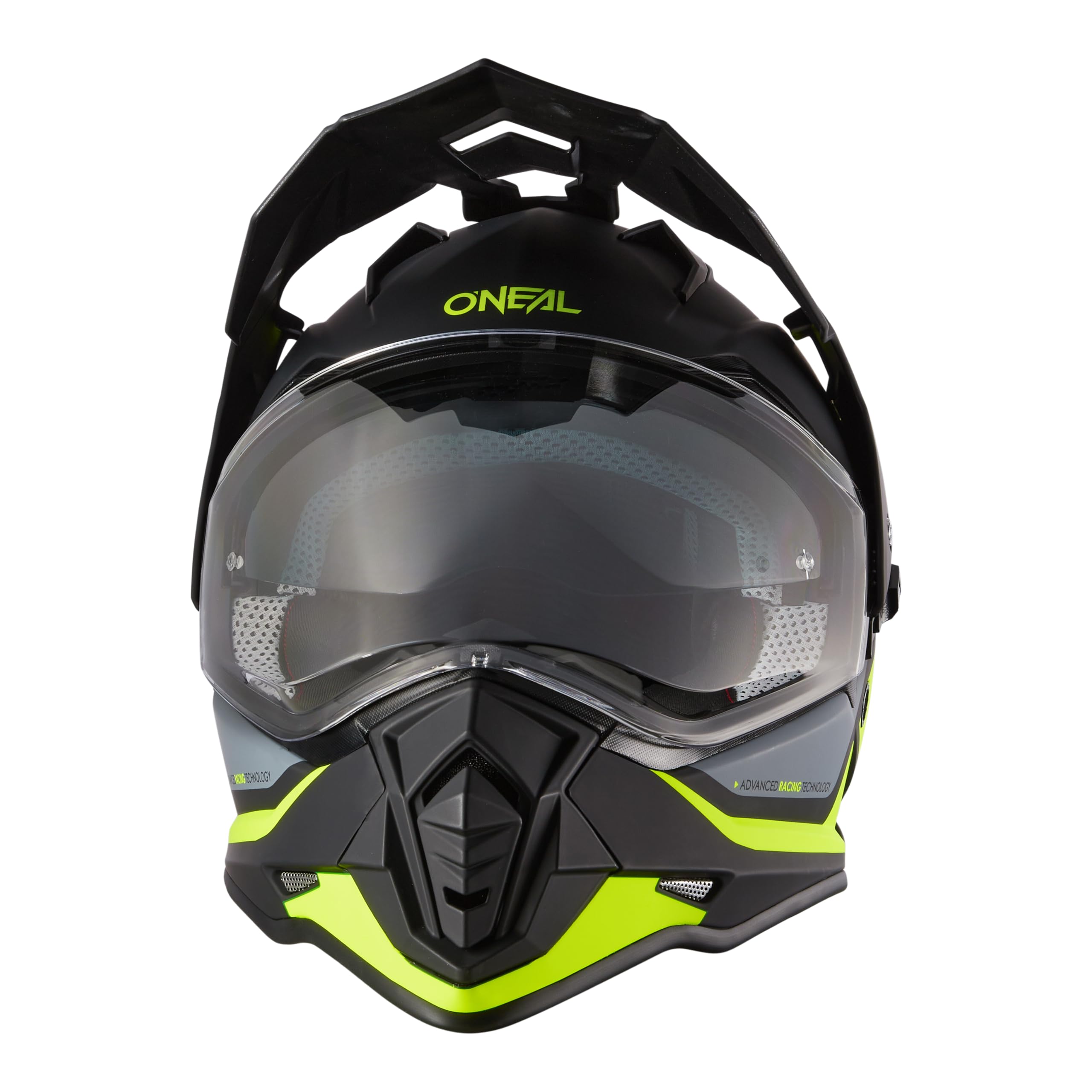 O'NEAL Casco de Moto Enduro Aberturas de ventilación para un máximo Flujo de Aire y refrigeración, Carcasa ABS, Visera Solar integrada Casco Sierra R V.24 Adulto Negro Amarillo Neón Gris Talla S