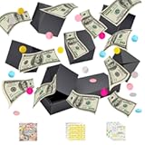 Birthday Surprise Gift Box Explosion for Money&comma;Pre-Assembled Folding Bouncing Gift Boxes with Confetti&comma;Exploding Gift Box for Cash Pop Up -Money Gift Idea Fou Women Men Kids