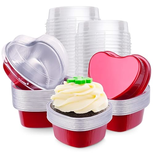 yeload 60 Pcs Heart Shaped Cake Pans 3.4 Oz