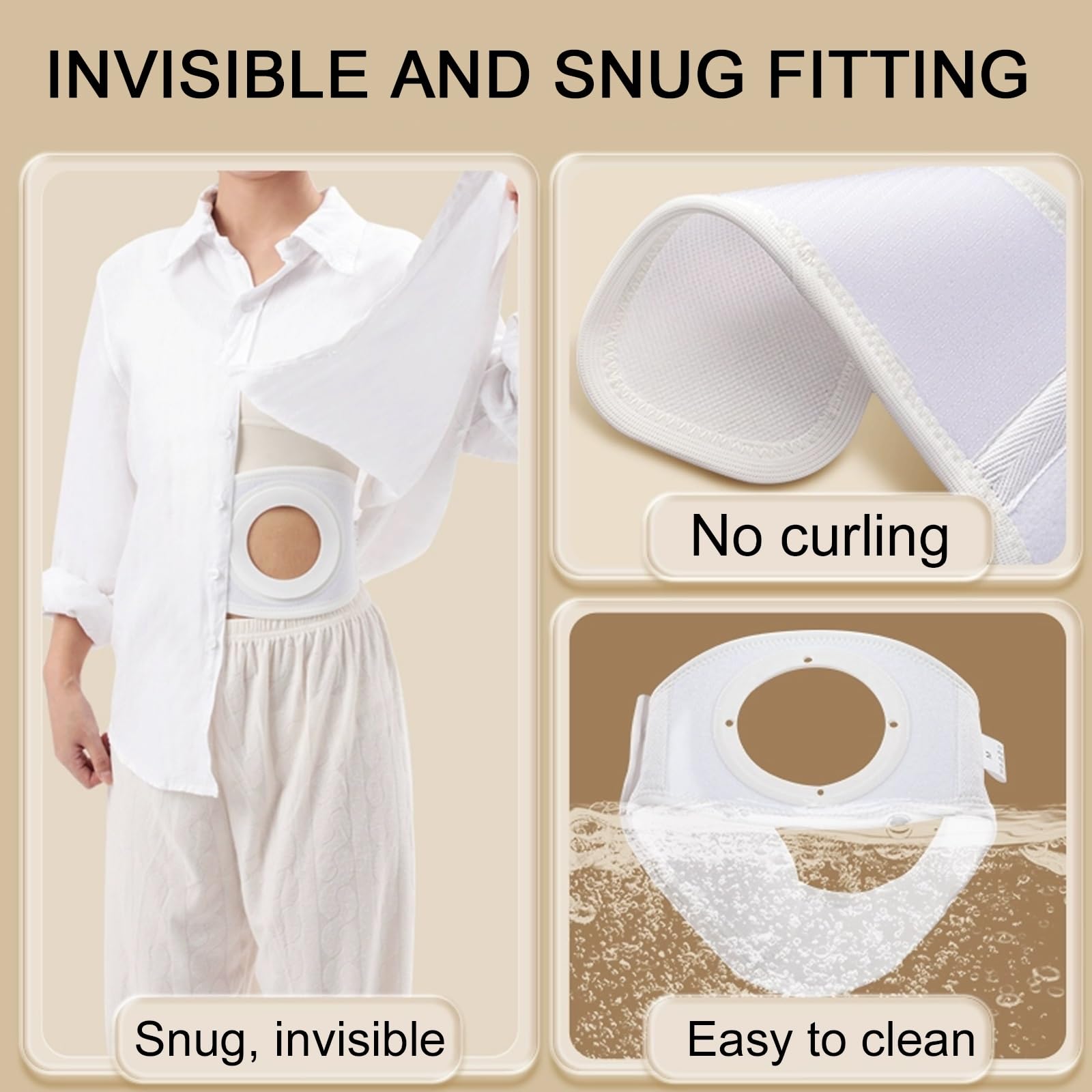 Stoma Gürtel, Ostomie Gürtel für Kolostomie- und Ileostomiebeutelhalter, Stoma Zubehör, Postoperative Pflege, Weiß(XL)