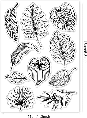 Miniatura 6 de GLOBLELAND Sellos transparentes de hojas tropicales para álbumes de recortes, fondo de hojas de Monstera de verano, sellos transparentes de silicona