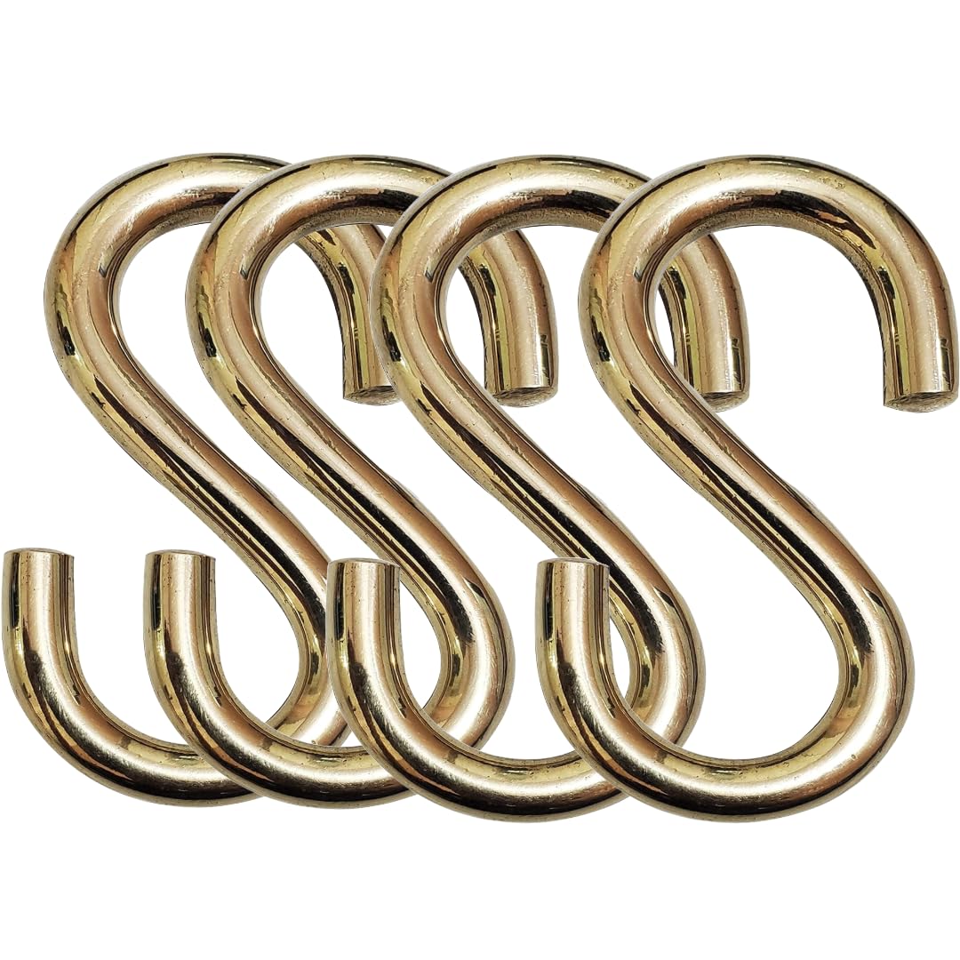 TEELLON Golden S Hooks Strong Heavy-Duty (8MM) Thick S Shaped Hooks for Hanging Swing Hammock Chair, Porch, Boxing Bag, Flower Pots Plants Multipurpose Uses (Size 3.5 Inch, Upto 250Kg) (Pack of 4)-image-29